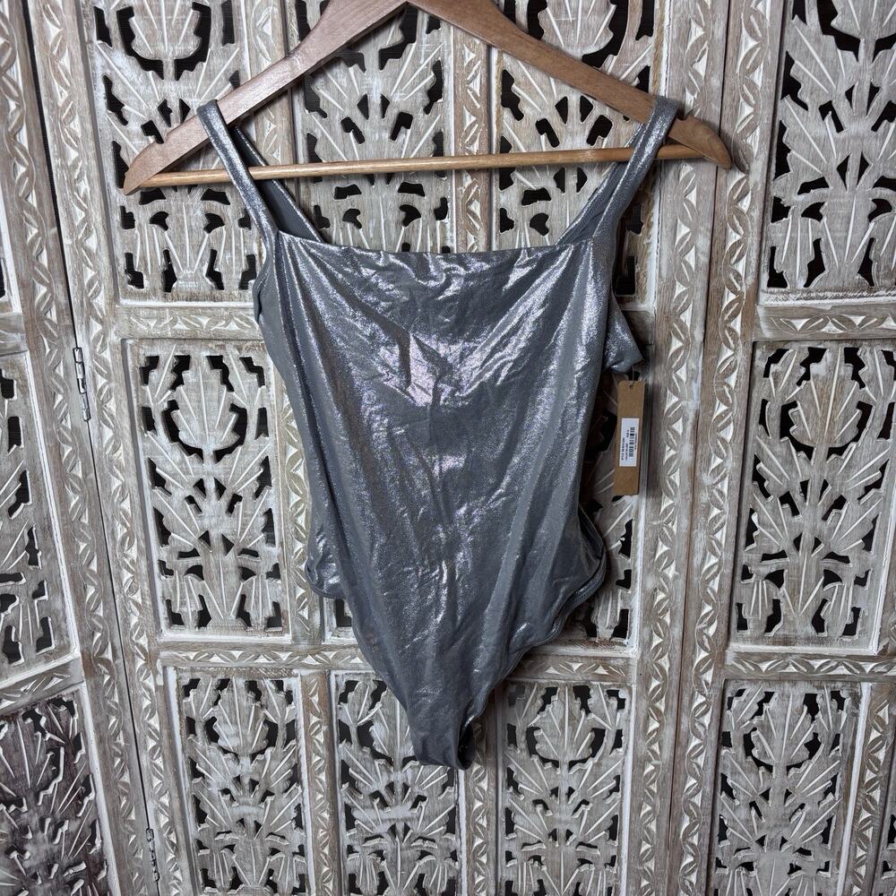 SKIMS RARE Fits Everybody Bodysuit Metallic Silver Size Medium